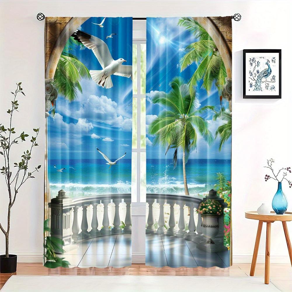 Park Nature Four Seasons Landscape Semi-Blackout Curtains 2Pcs Art Deco Drapes Rod Pocket Decoration for Bedroom Kitchen Blinds