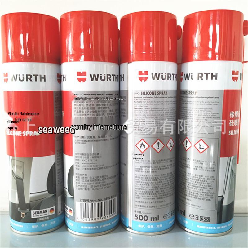 WURTH Silicone Spray for Rubber & Plastic Maintenance 500ML - Protects Car Window Rubber Strips