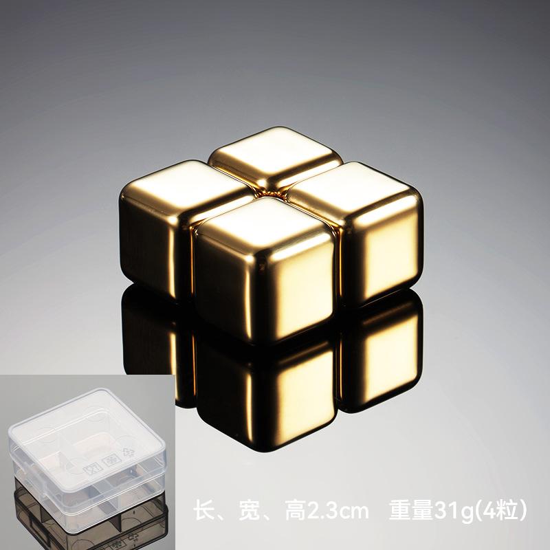 Stainless Steel Ice Cube 304 Metal Ice Stone Ice Wine Stone Creative Ice Bar Wine Set Ice Grid Plated Titanium Gold