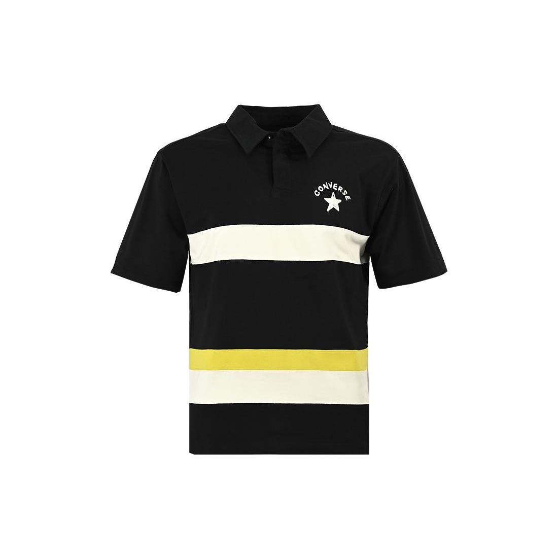 Converse Colorblock Logo Polo Shirt Asia Sizing  Black White  Men s 10024880-A02 XS