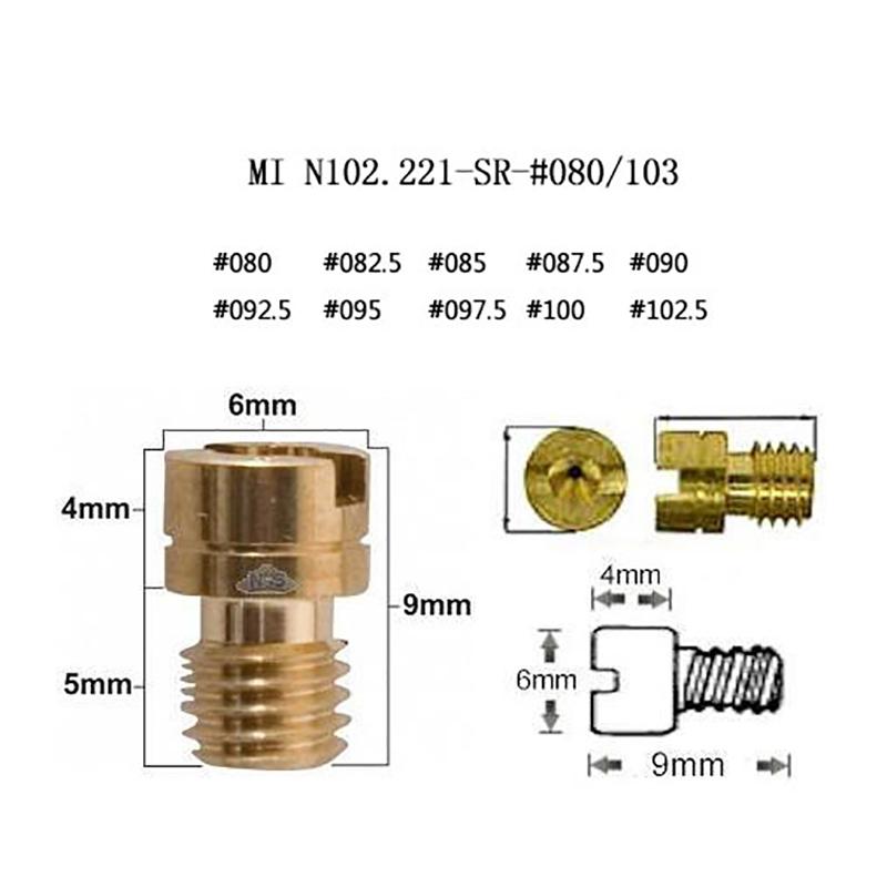 ZSDTRP 10pcs M5 Copper Motorcycle Carburetor Main Jet Kit for N102.221 Small Round Replacement Parts #80-153