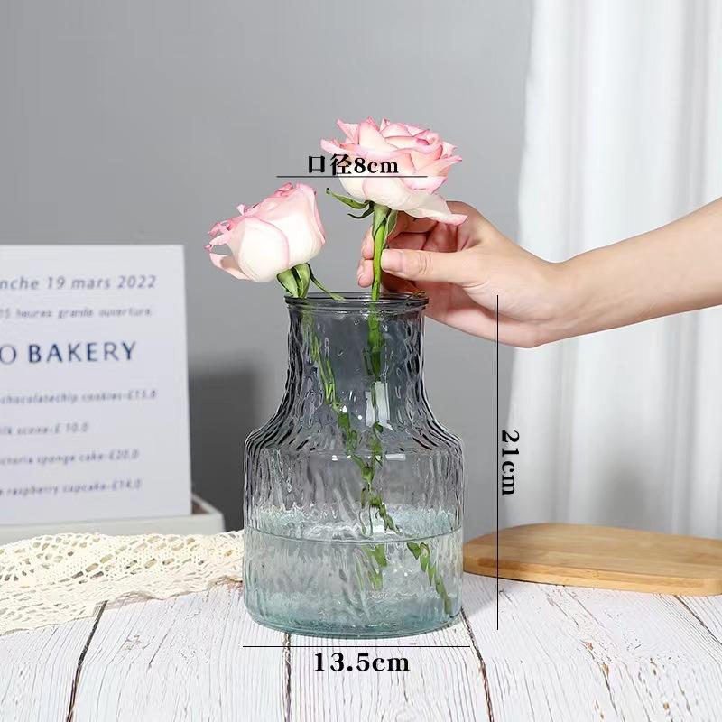 Clear Glass Vase, Ribbed Vase, Fluted Glass Vase, Flower Vase, Modern Vase For Centerpieces, Decorative Vase