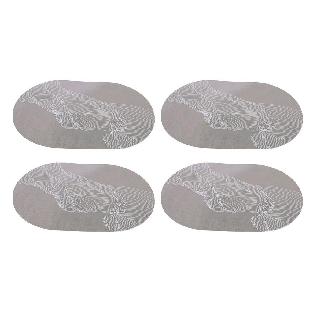 4PCS Oval Placemats Anti Slip Washable Table Mats PU Leather Place Mats for Restaurant Kitchen Hotel 18x12in