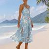Sleeveless Printed Maxi Dress with Adjustable Spaghetti Straps Lightweight Flowing Fabric Bohemian Style