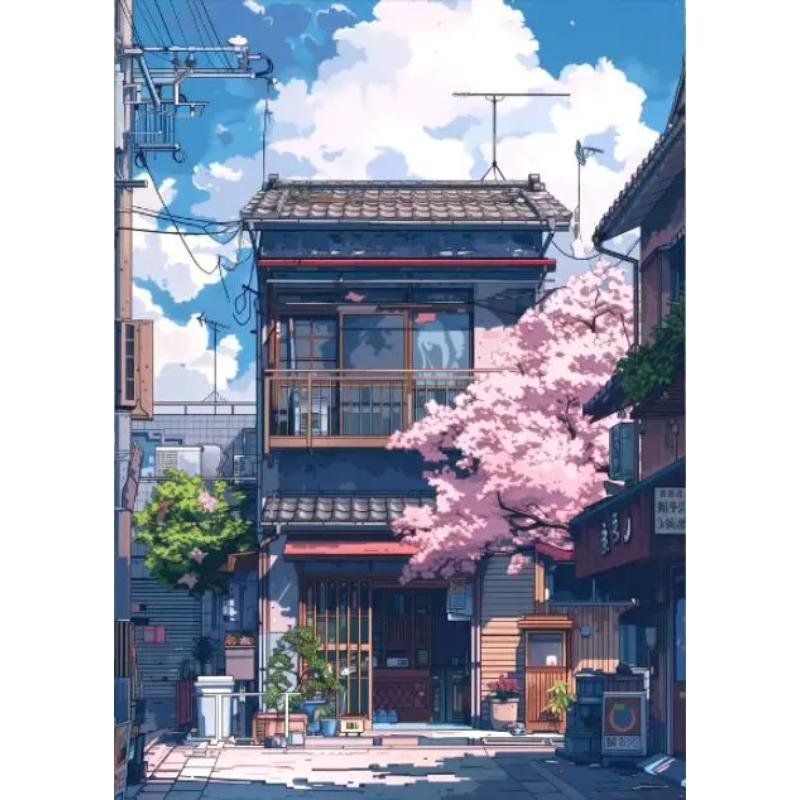 Japanese City Street Canvas Wall Art Anime Scenery Print Aesthetic Japan Town Landscape Poster Tokyo Cityscape Canvas Painting