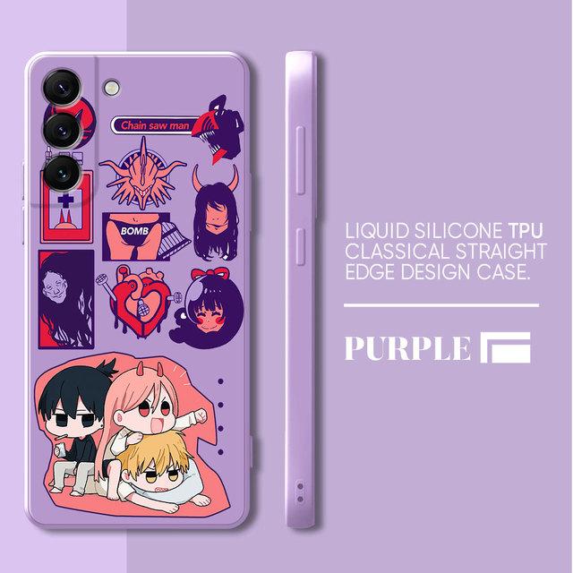 Makima Power Chainsaw Man Phone Case For Samsung Galaxy S23 Ultra S10 S9 Plus S21 5g S10e S8 S22 S20 Anime Square Liquid Cover