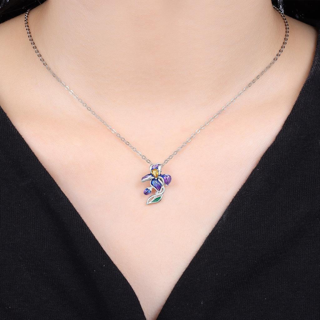 Copper Original Blue-Purple Iris Plant Garland Of Fresh Flowers Charms Beads Fit Bracelet Women Jewelry Diy Gift