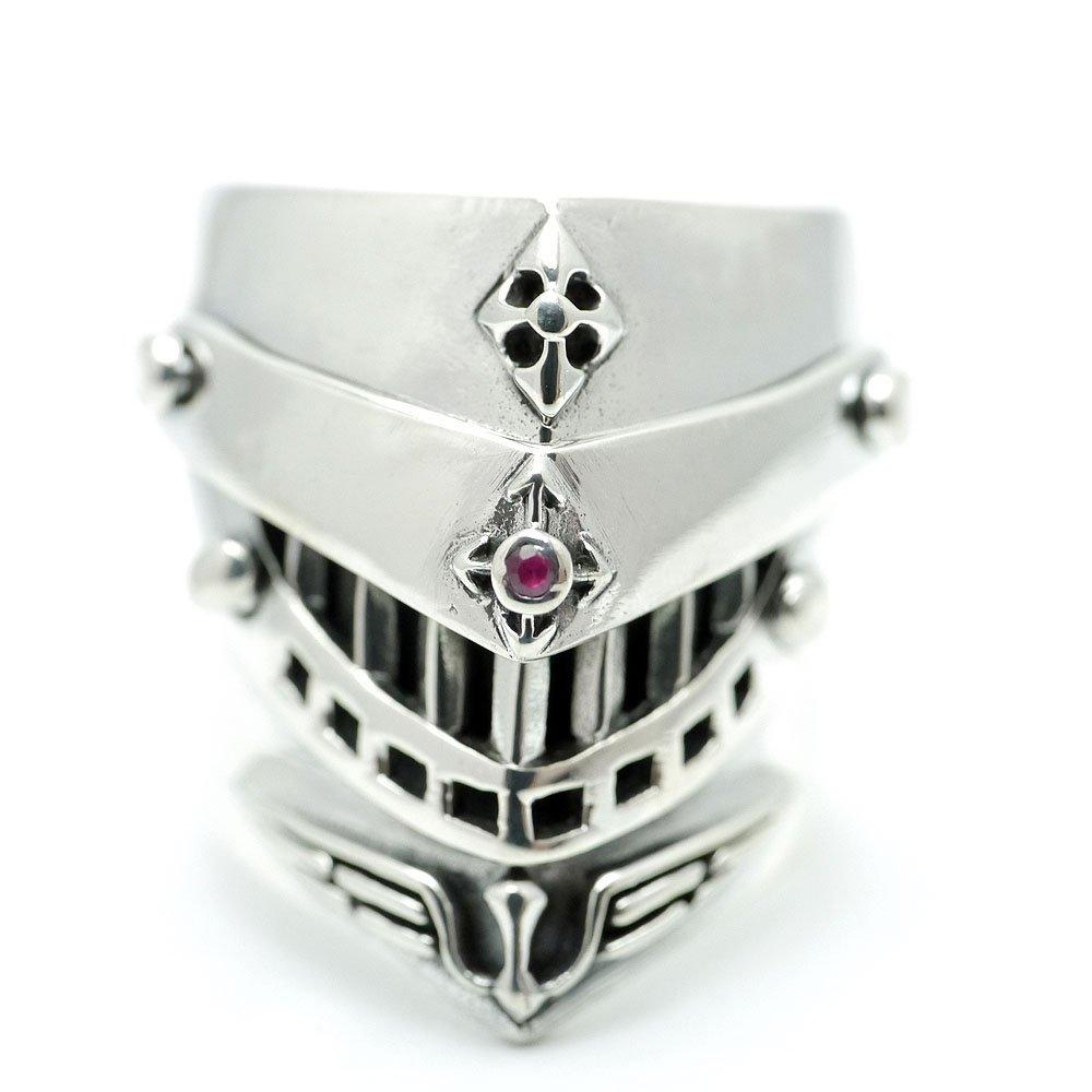 Silver One si Medieval Armor Ring for 925 Sterling Silver with One Size Fits Sizes Men, Garnet, All, 15-23