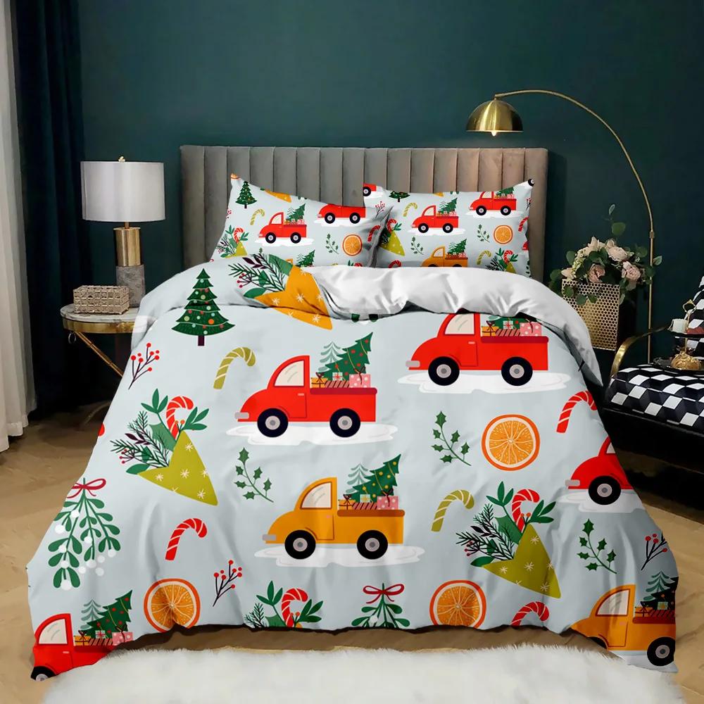 Christmas Duvet Cover Merry Christmas Tree Stockings Green Background Twin Bedding Set Double Queen King Polyester Qulit Cover