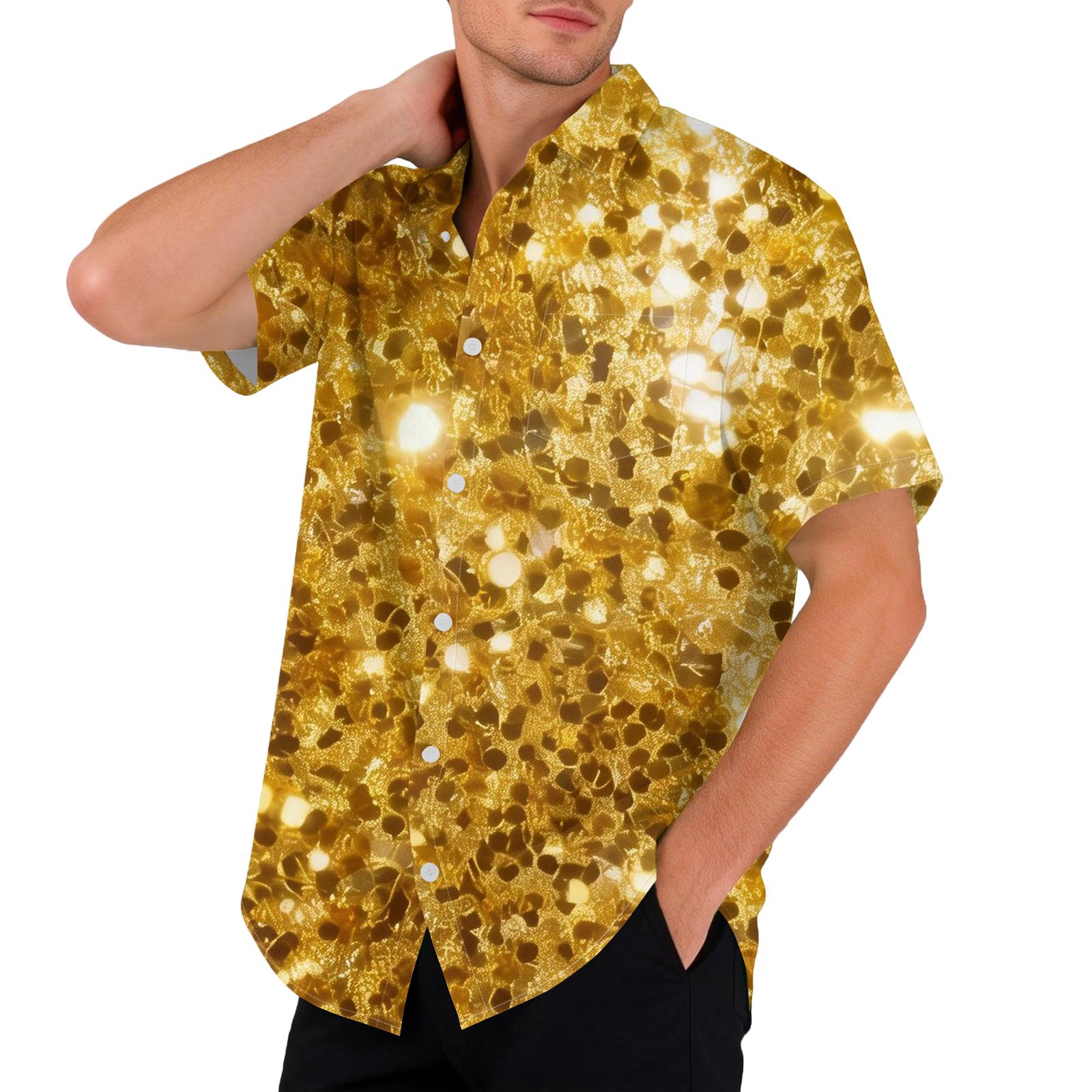 

Hawaiian Print - Men s Casual Short Sleeved Shirt M жовтий