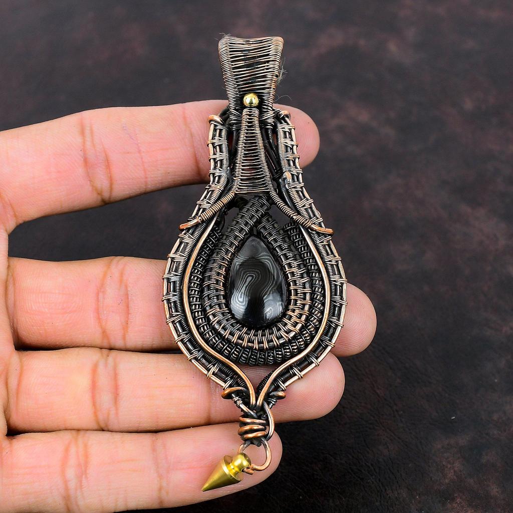 Psilomelane Pendant Copper Wire Wrapped Pendant Brand New Pendant Handmade Jewelry Genuine Gemstone Pendant Copper Wire Jewelry Gift For Mom