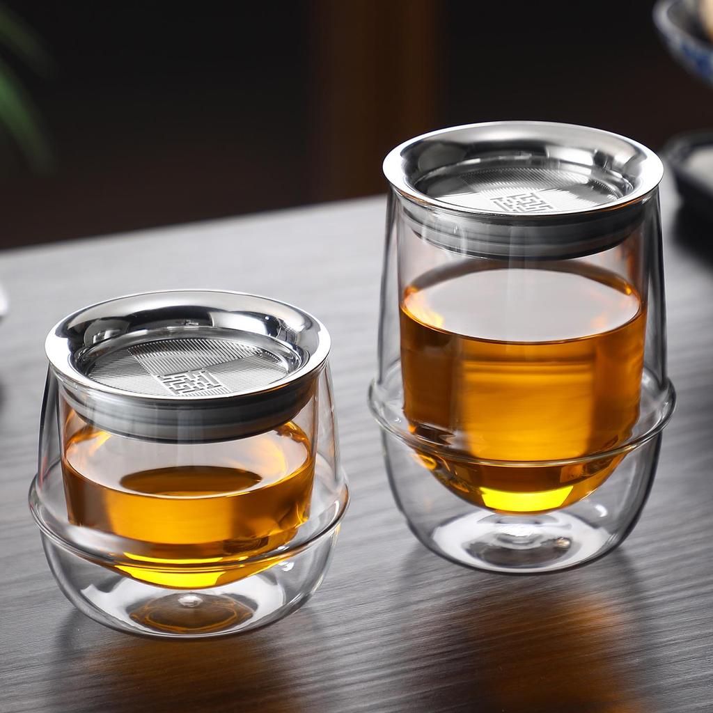 Double-Layer Glass Teapot with Infuser - Anti-Scald, Single-Serve Tea Set for Home or Office