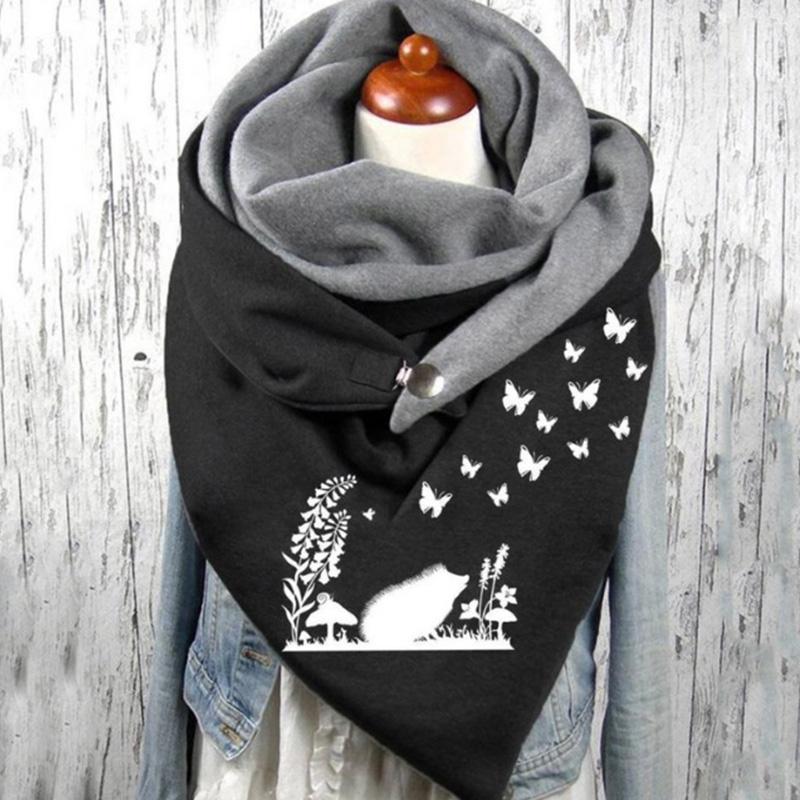 Women's Cotton Warm Button Scarf Accessories Yoga Run Step Warm Button Scarf Wide