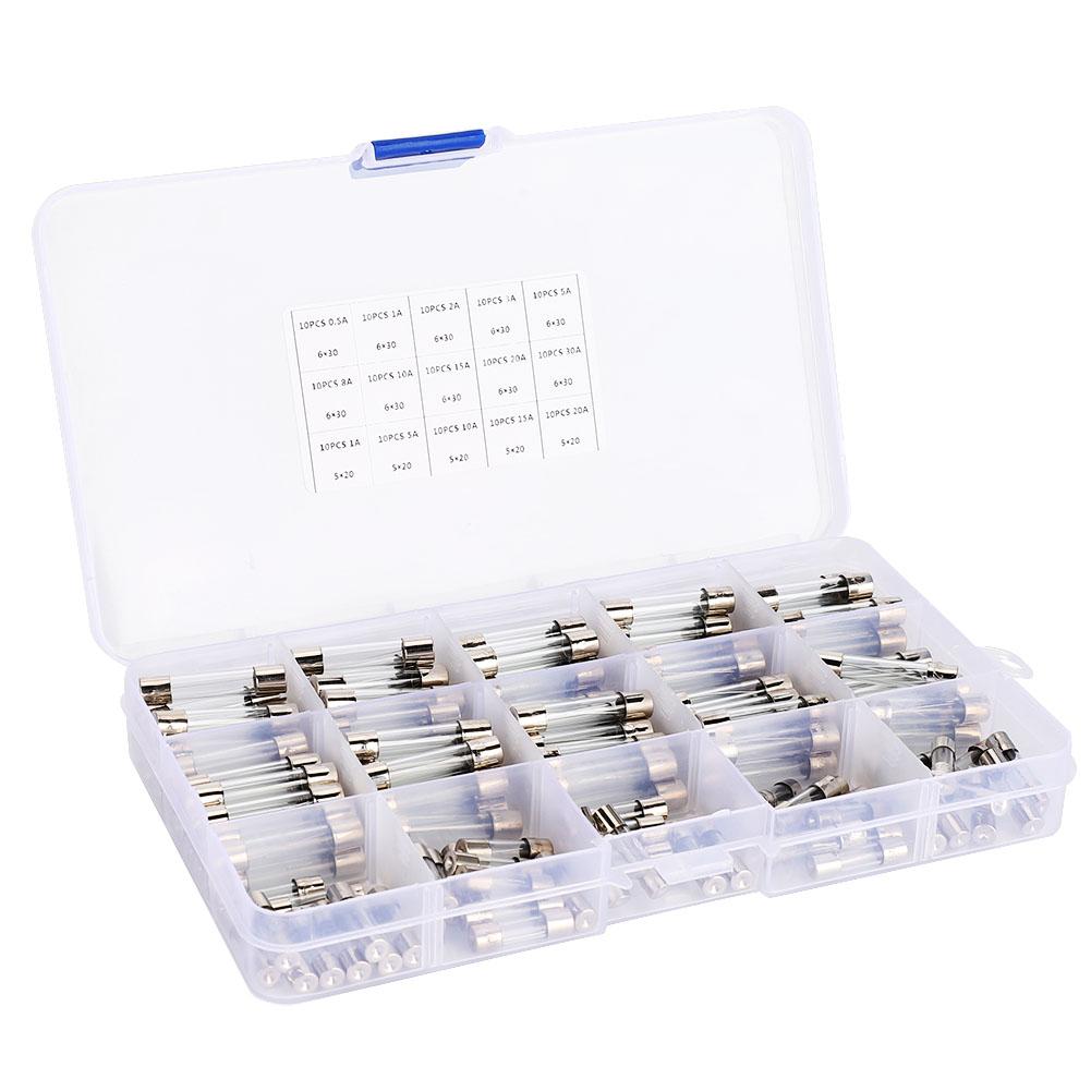 

Набір скляних запобіжників 150 шт. 6x30мм 0.5A1A2A3A5A8A10A15A20A30A 5x20мм