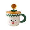Ceramic Cup With Lid Spoon High Value Household Cute Couple Water Cup Gift Box High Sense Souvenir Creative