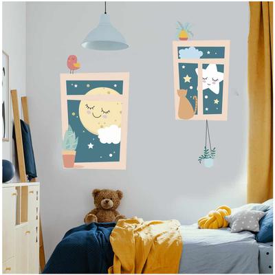 [A1565] - Folha de adesivos multicoloridos 'Janelas da Noite' - 50x70 cm