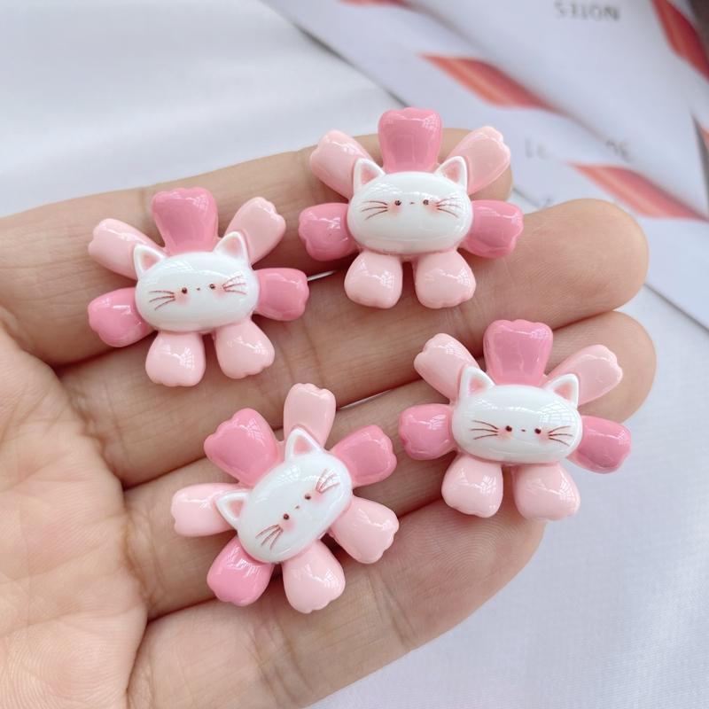 10 Pcs New Cute Cartoon Little Girl, Cat Series Flat Back Resin Scrapbooking DIY Jewelry Hairpin Craft Decoration Accessorie