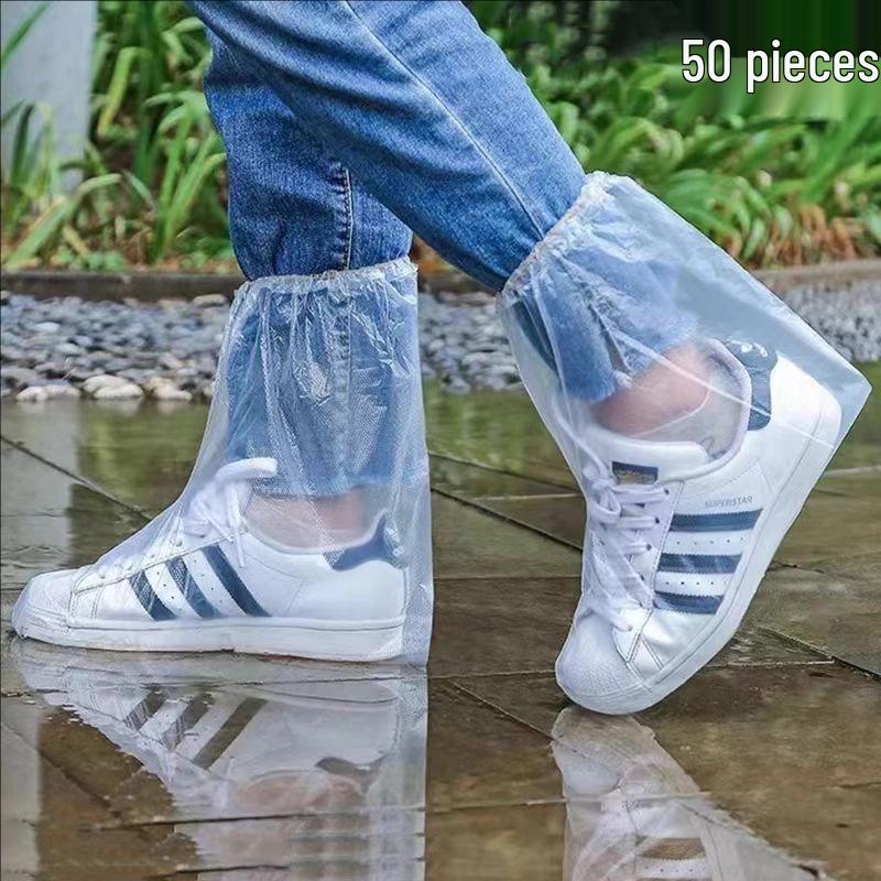Waterproof Non-Slip High-Top Rain Shoe Covers for Men, Women, and Kids – Thick and Transparent for Rainy Days.