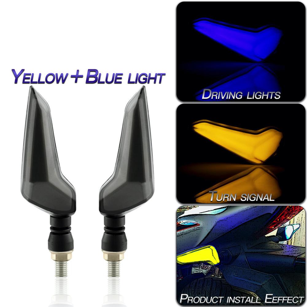 

1 Pair Motorcycle Accessories Modified L-shaped Light-guiding Dual-color Led Turn Signal Lights Yellow+blue light