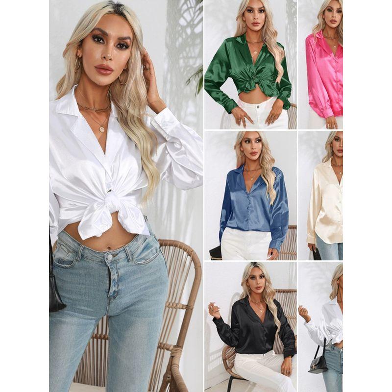 

Fashion Shirt Artificial Silk Long Sleeve New Tailored Collar White M