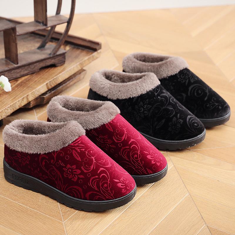 Winter Beijing old cloth shoes women's cotton shoes thickened comfortable cotton slippers autumn and winter new platform slippers home shoes