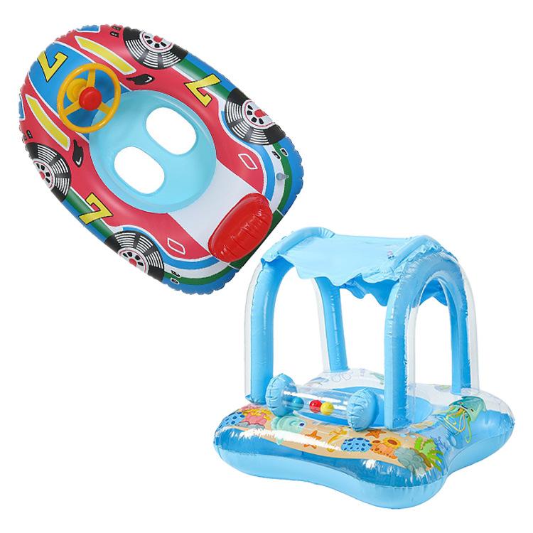 Large Thickened Eco-friendly PVC Children's Cartoon Car Inflatable Water Swimming Seat Ring for Baby and Kids