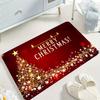 1pc Merry Christmas Indoor Door Mat Floor Mats,Red Black Golden Christmas Tree and Stars