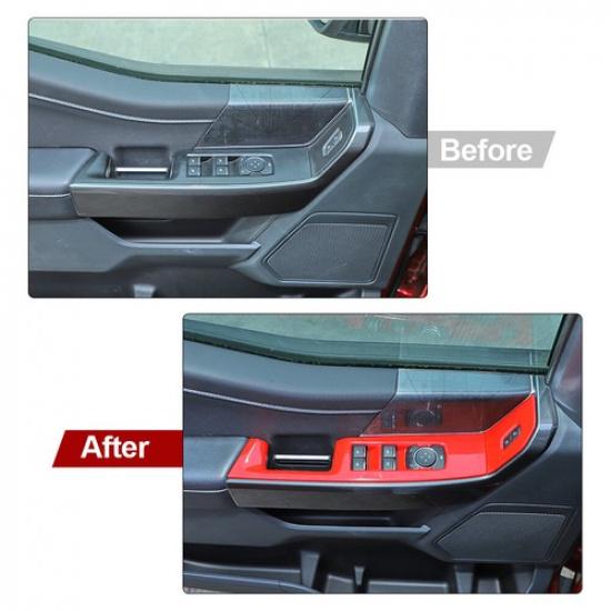 Inteiror Front Door Window Lift Panel Switch Trim Cover For Ford F150 + Red