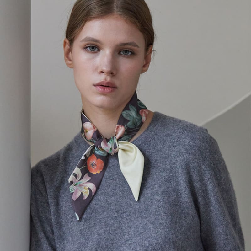 ANA MAISON Garden deco Twilly Silk Scarf [PMT-1414]
