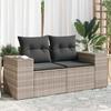 Vidaxl Garden Sofa With Cushions, 2-Seater, Light Grey, Poly Rattan