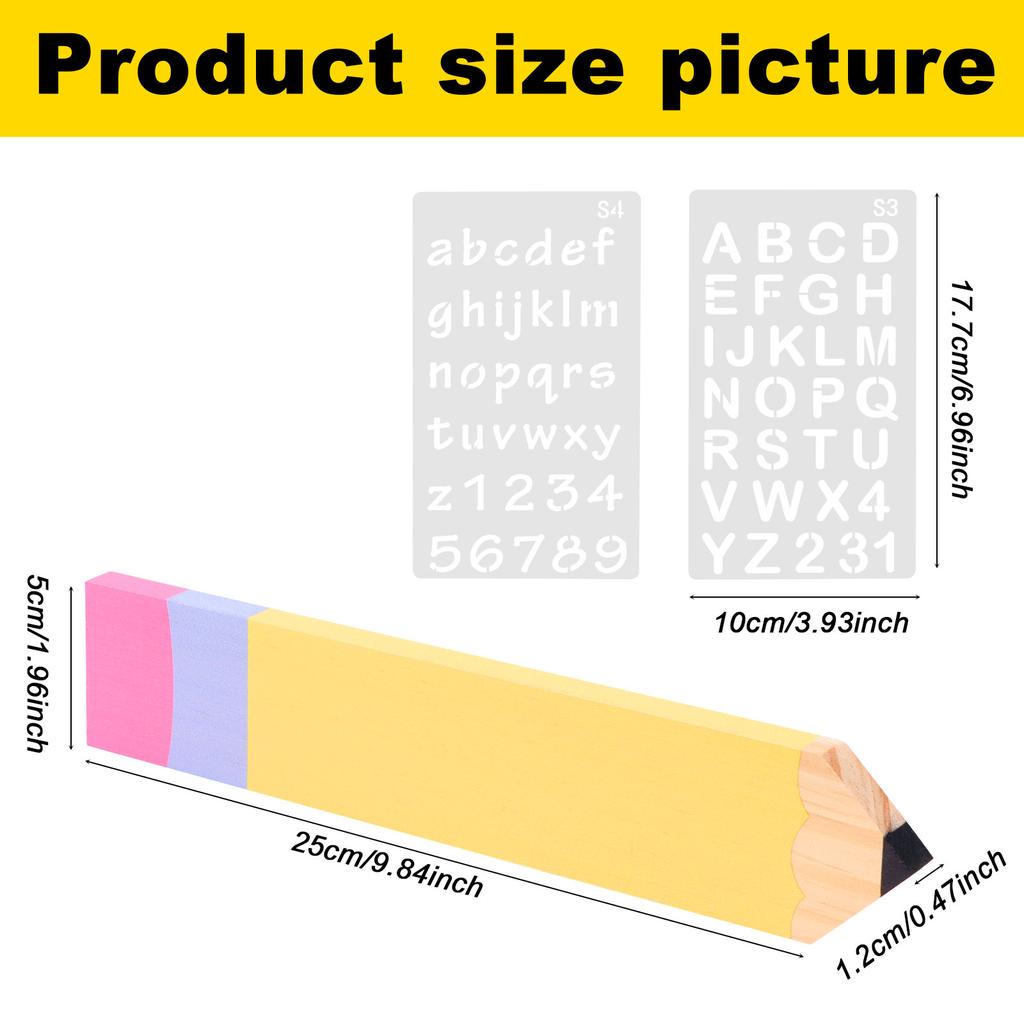 4 Pcs Personalized Pencil Teacher Name Plates And 2 Pieces Marker English Templa