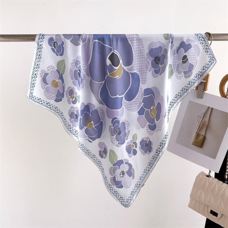 Yahua Painted Printing Imitation Silk Scarf Square Scarf High-End Shawl Versatile Neck Small Square Scarf Headscarf