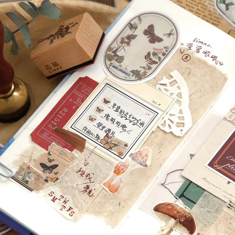 26pcs/1 lot Sticker Pack The 'Time Remains the Same' Series - Retro-Themed Irregular Shouzhi Decorative Materials