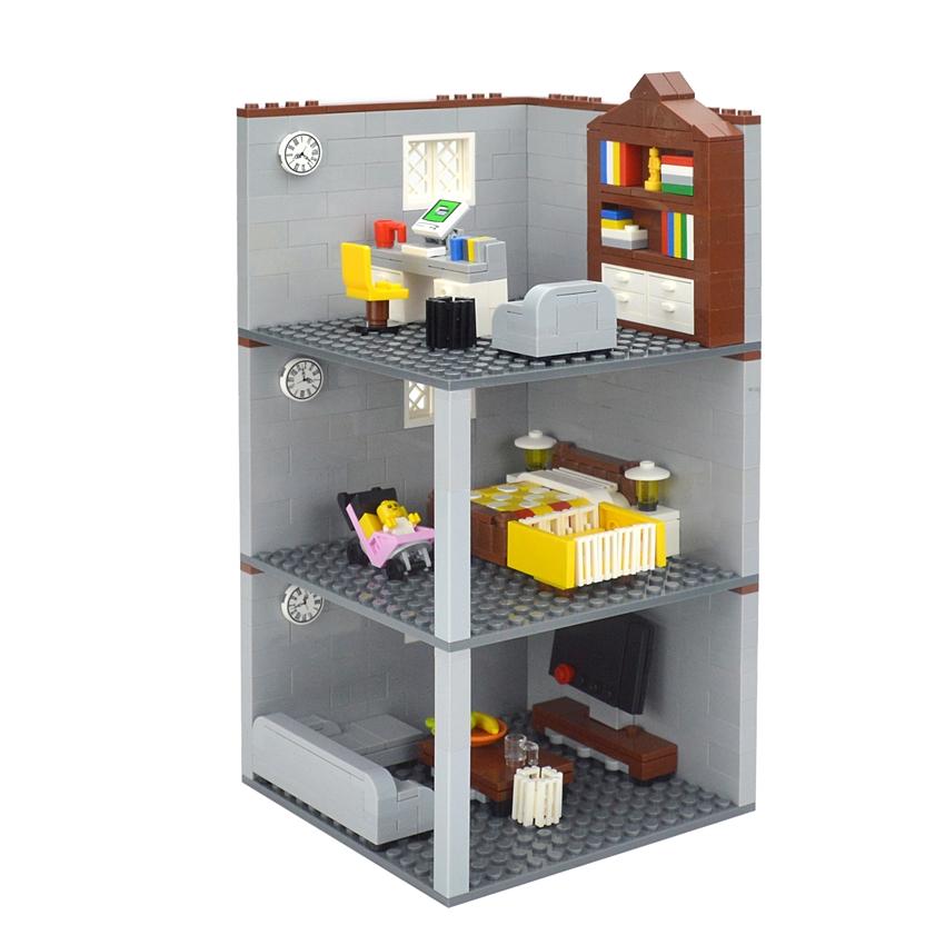 City House Building Blocks Toys MOC Furniture Model Bricks Bedroom Living Room Bathroom Pool Table Study-room For Children Gifts