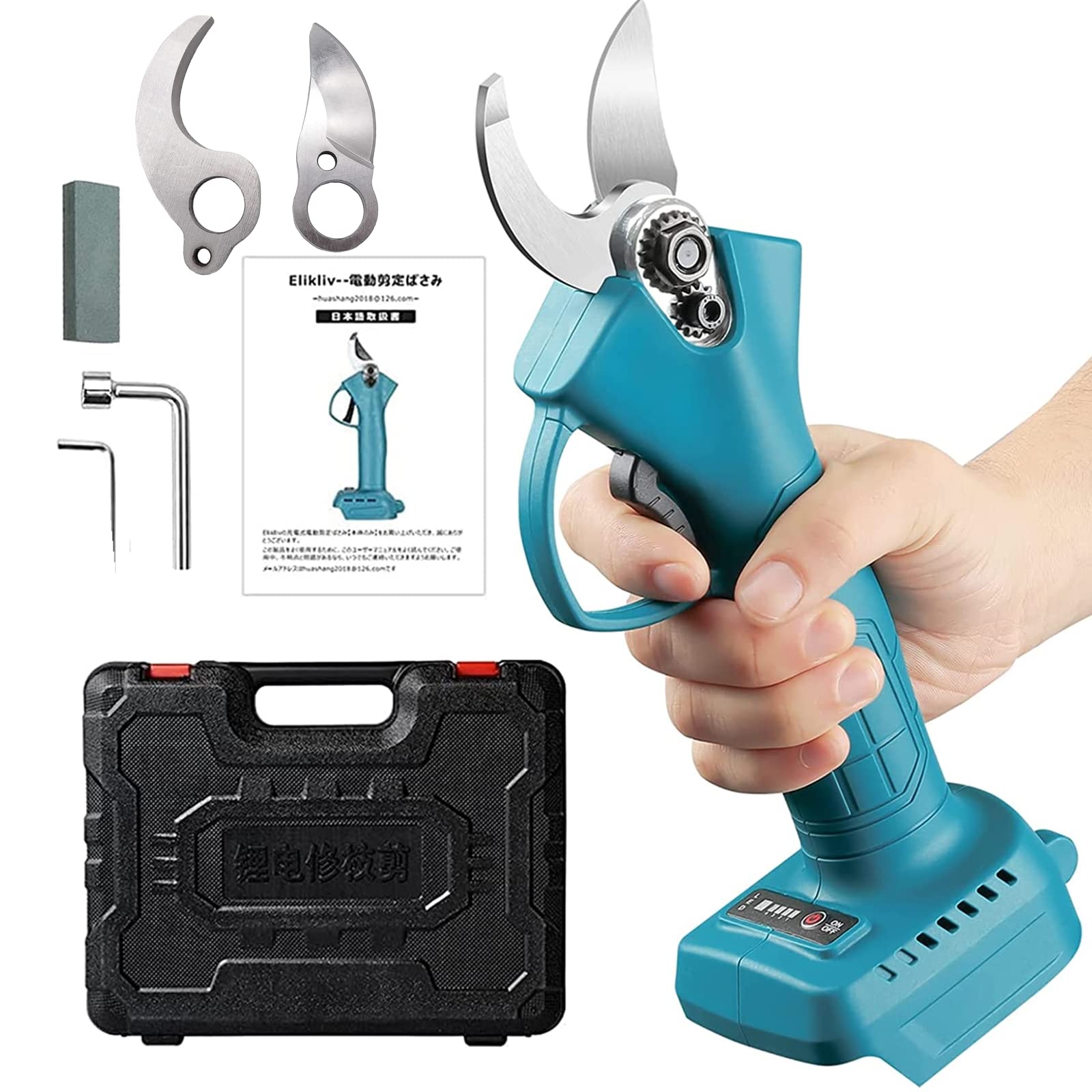 

Elikliv Cordless Electric Pruning Shears, Brushless Motor, 30 mm Cutting Diameter, 4-Stage Opening, Compatible with 18V Makita Batteries, Body Only