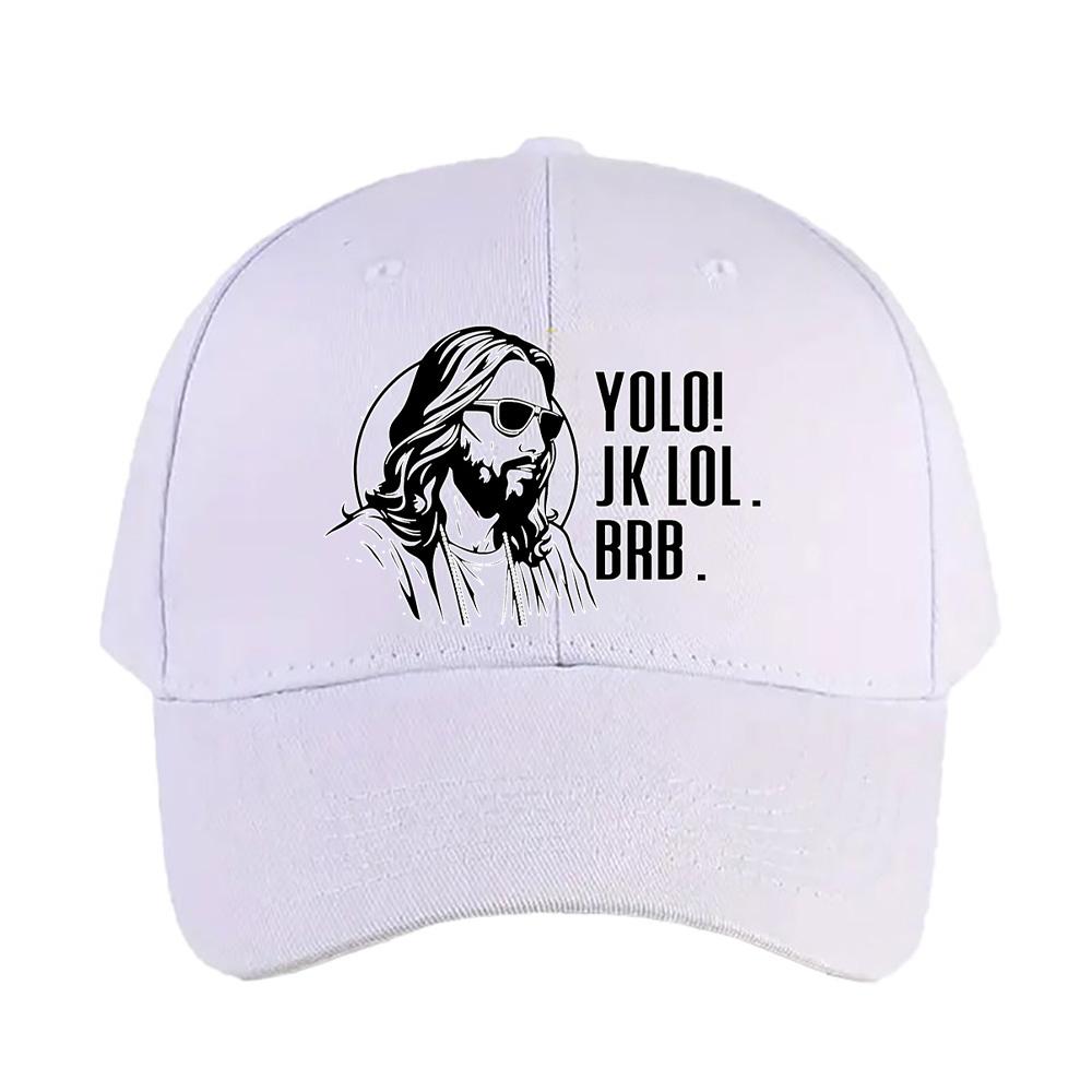 Yolo jk brb jesus Caps Summer Adult Baseball Cap Adjustable with Curved Brim Duckbill Hat Protection Sun Hats Casual