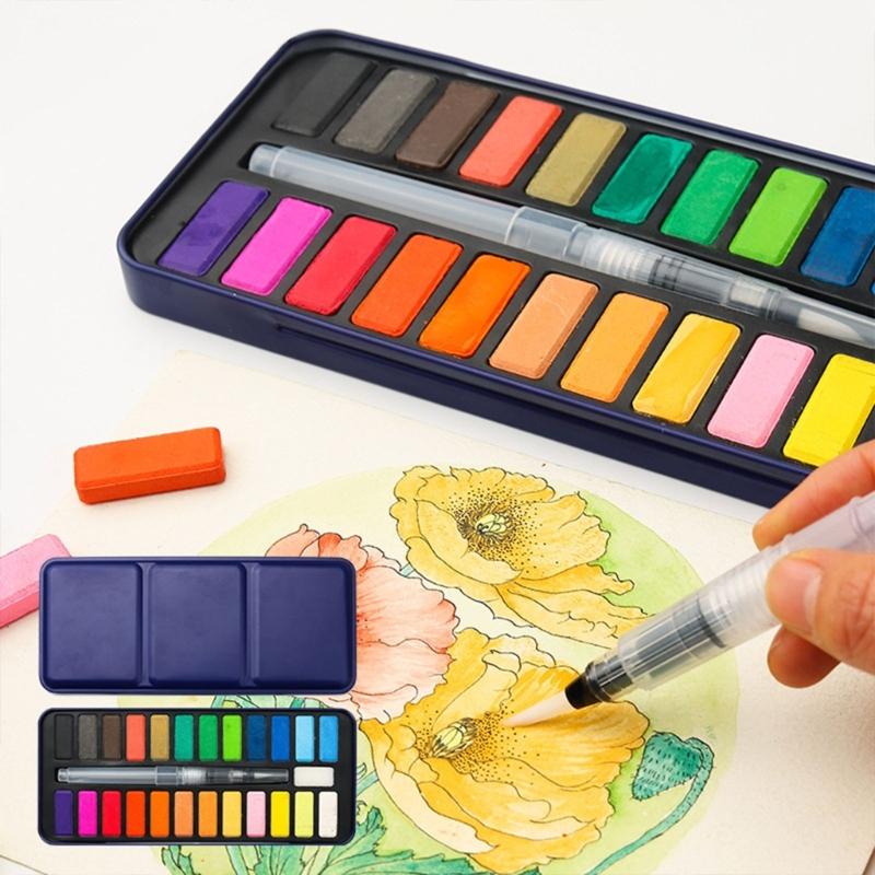 12/18/24 Color Watercolor Paint Set with Watercolor Brush for Painting Solid Watercolor Pigment for Artist Beginner Kid