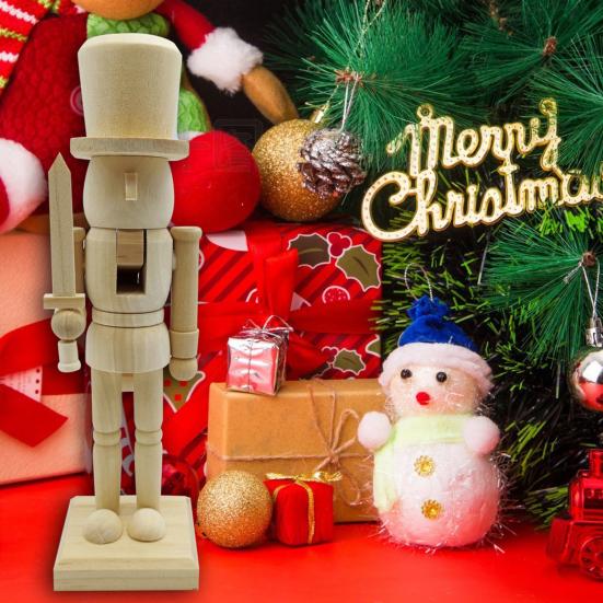 Soldat Casse-Noisette Non Peint Ornement Soldat en Bois DIY Peinture Figurine Soldat Casse-Noisette pour Décoration de Noël Cadeau de Fête
