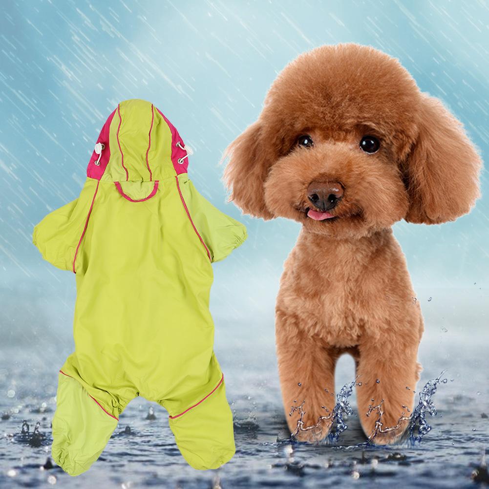 Thicken Pet Dog Cat Waterproof Rain Proof Hooded One Piece Raincoat Yellow(XXL )