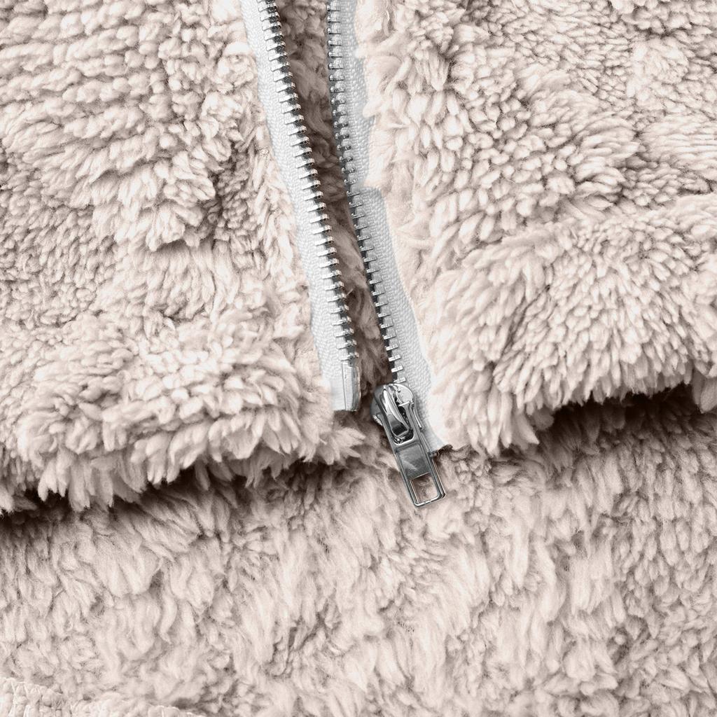 Damen Modische Einfarbige Ärmellose Kapuzen-Reißverschluss Lässige Plüschweste Jacke