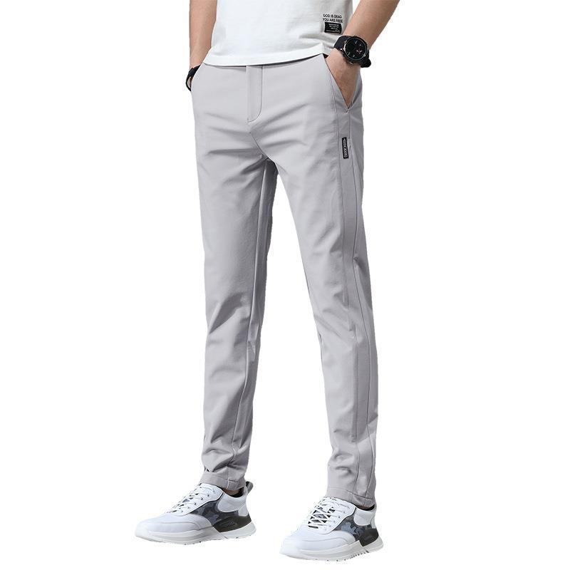 Men's Summer Ice Silk Quick-Dry Elastic Casual Pants - Breathable, Loose, Straight Sports Trousers