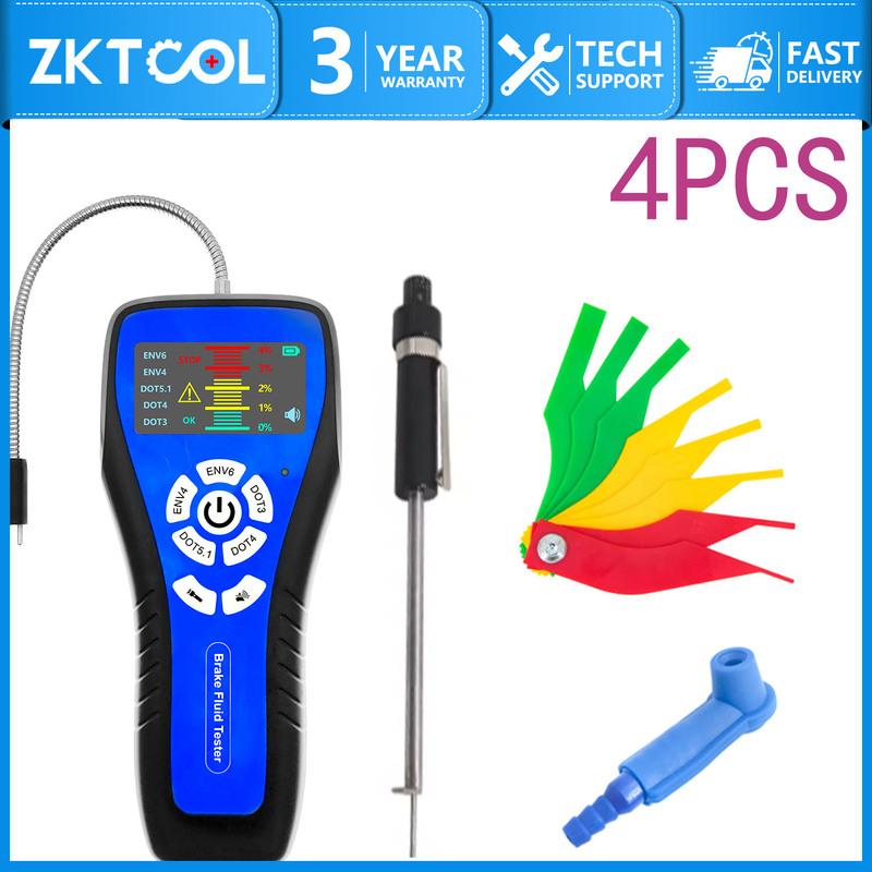 4-piece Brake Fluid Test Tool Kit New Brake Fluid Tester Brake Pad Ruler Brake Pad Detection Pen Brake Oil Pipe Joint