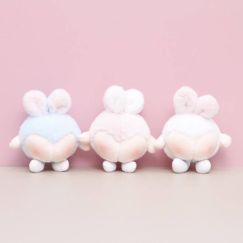 White Cute Blue Pink Rabbit Butt Plush Keychain For Children Gift And Collecting