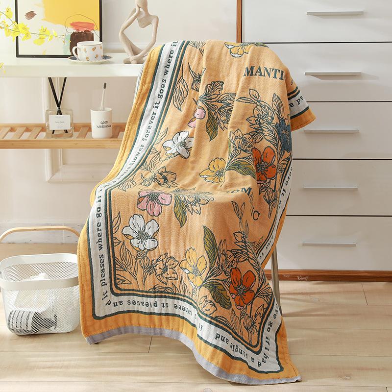 80 X 160cm Pure Cotton Gauze Bath Towel Woven Cartoon Bath Towel Summer Home Bathroom Large Wrap Soft  Beach Towels