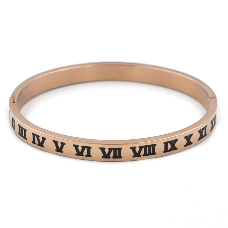 New Brand Luxury Enamel Stainless Steel Roman Numeral Bangles for Women Titanium Steel Jewelry Accessories Lucky Gift