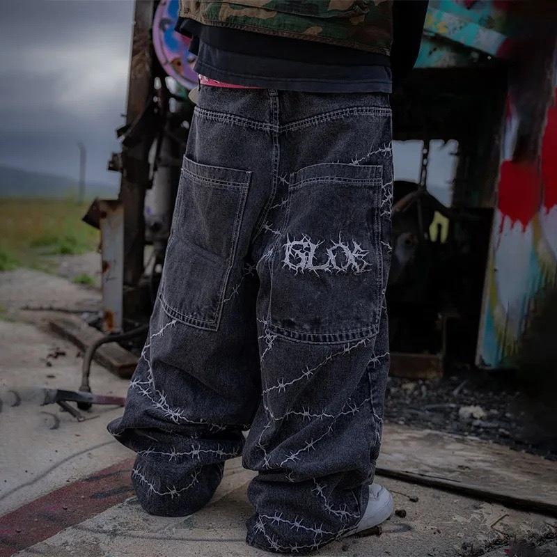 Jeans STREETRICH Y2k High Street Hip Hop Larghi a Gamba Larga Pantaloni Casual Pantaloni da Uomo Jeans Street Wear Pantaloni Stampati Stile Gotico