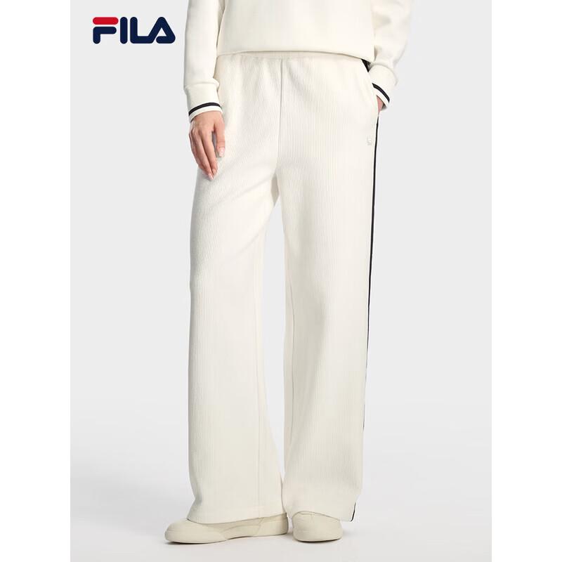 FILA Women s Cloud Mushroom White Knit Straight Wide-Leg Pants XL