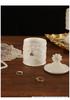 European Ceramic Storage Jar with Lid for Tea, Coffee, Sugar, or Jewelry - High-Footed Sealed Display Piece.
