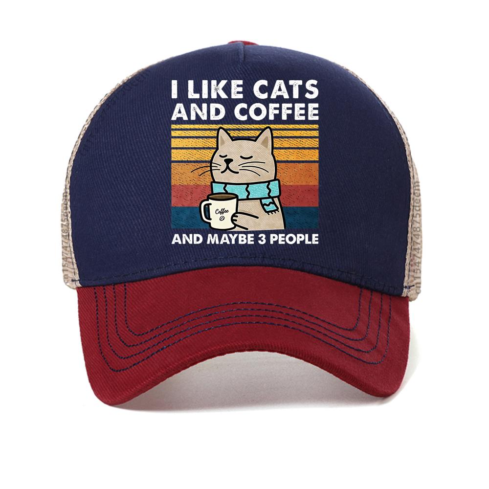 I Like Cats and Coffee Street Men Women baseball cap Fashion Hip Hop Streetwear mesh caps adjustable Breathable snapback hats