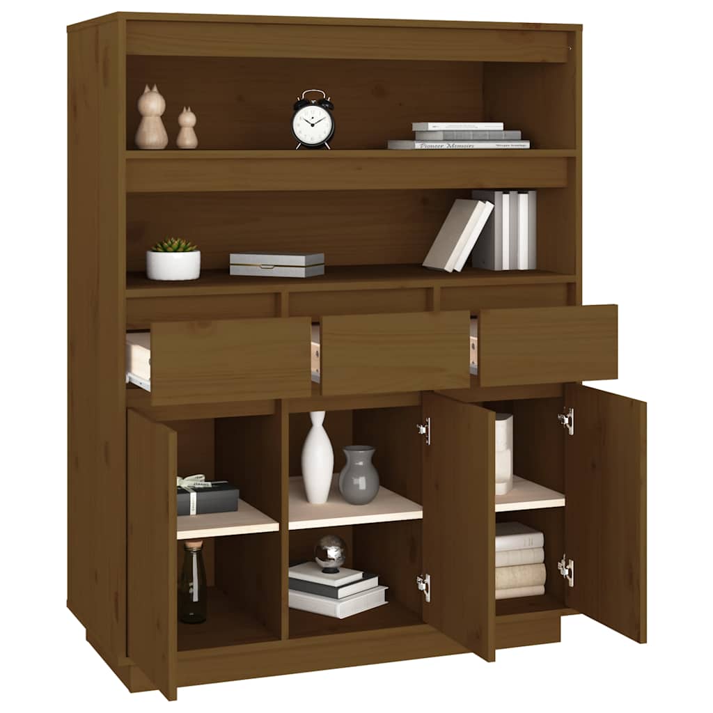 Highboard Honey Brown 89 X 40 X 116.5 Cm Solid Pine Wood